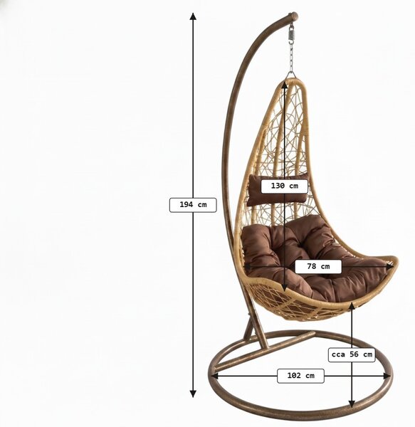 Scaun suspendat galben AMAZONIA cu suport