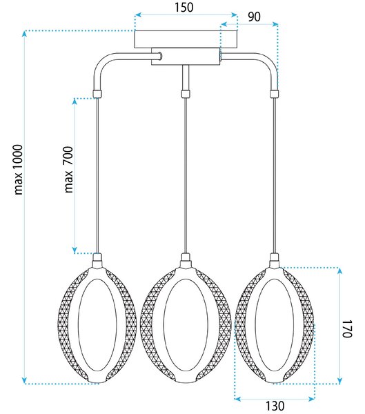 LAMPĂ LED SUSPENDATĂ DE TAVAN G176-3CP GOLD