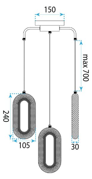 LAMPĂ LED SUSPENDATĂ DE TAVAN G173-3CP GOLD