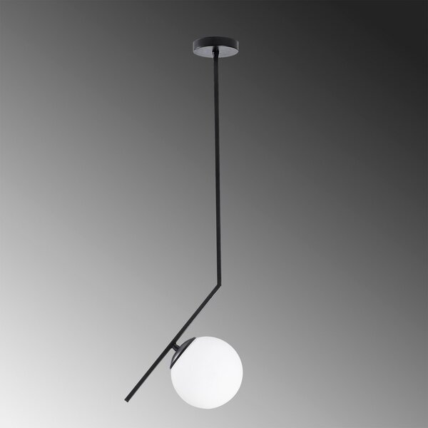 Opviq Lampă suspendată Dolunay 143-AV, negru, un abajur din sticlă, reglabil, Negru, Camera de zi / sufragerie, Metal, Modern, glob