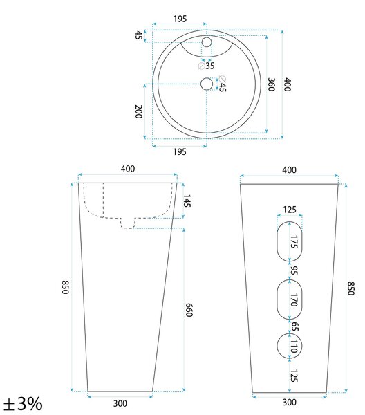 Lavoar freestanding de sine stătător Ceramic Rea Blanka Savana Matt