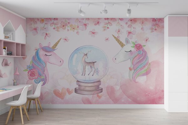 Fototapet Unicorni și un glob de zăpadă, Fototapet copii, Fototapet populare, u10707 - Tapeko.ro