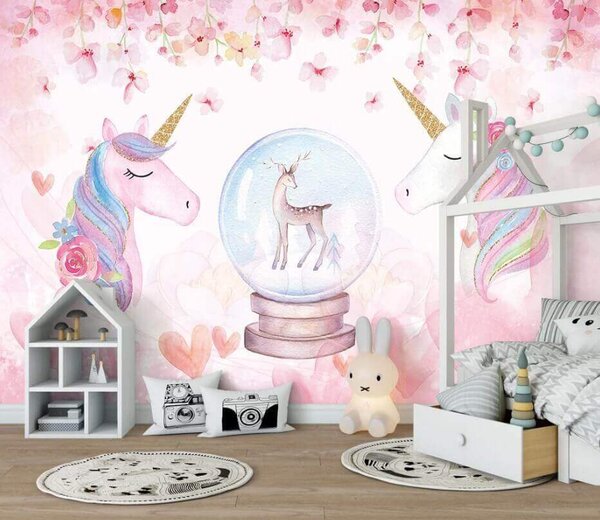 Fototapet Unicorni și un glob de zăpadă, Fototapet copii, Fototapet populare, u10707 - Tapeko.ro