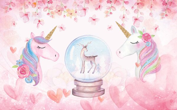 Fototapet Unicorni și un glob de zăpadă, Fototapet copii, Fototapet populare, u10707 - Tapeko.ro