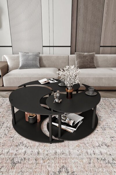 Set de 3 măsuțe de cafea Yanov (negru). Promo -18%. 1153768