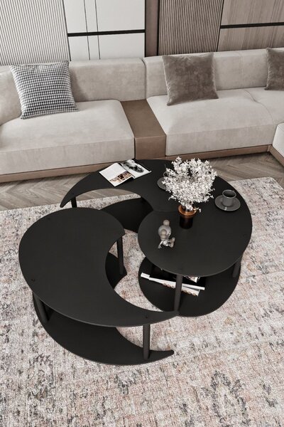 Set de 3 măsuțe de cafea Yanov (negru). Promo -18%. 1153768