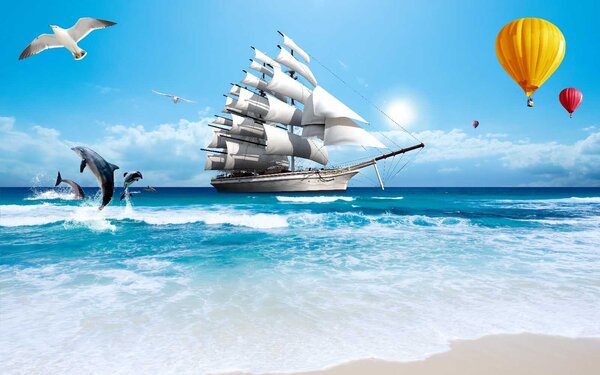 Fototapet Sailboat în ocean, Fototapet mare, Fototapet populare, u12020 - Tapeko.ro