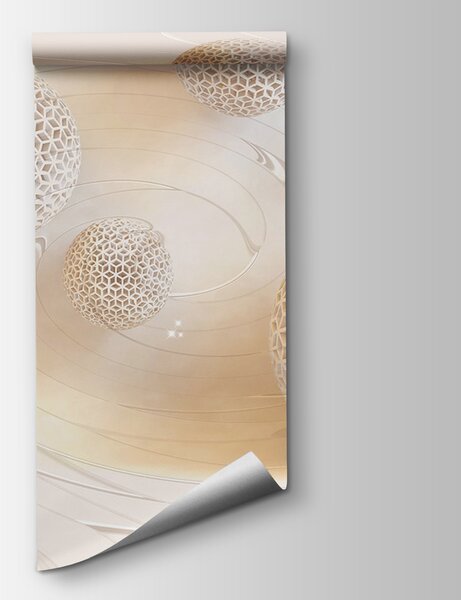 Fototapet Bile albe cu găuri pe ele, Fototapet geometric 3D, Fototapet populare, u12282 - Tapeko.ro