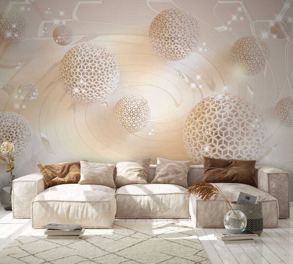 Fototapet Bile albe cu găuri pe ele, Fototapet geometric 3D, Fototapet populare, u12282 - Tapeko.ro
