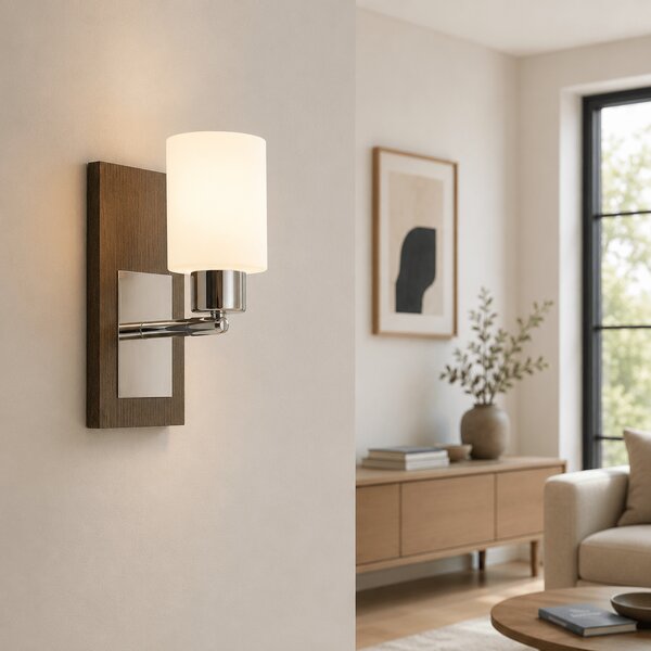 Aplica Andra Wenge 60W Corp Iluminat Perete Modern Minimalist Design Elegant Metal Sticla E27 Ideal Hol Dormitor Birou Iluminare Ambientala Calda