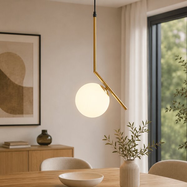 Pendul Nala Auriu Erste 140x15x45x10cm Lustra Moderna Metal Sticla E14 40W Corp Iluminat Elegant pentru Living Dining Dormitor Design Luxos Rafinat