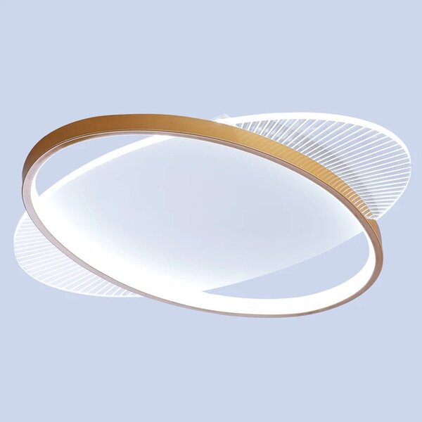 Plafoniera Gravity Erste LED 48W 3360lm, Plafoniera Moderna Reglabila 3000-6000K, Corp Iluminat Interior Alb-Auriu Elegant, 480x60mm Design Chic