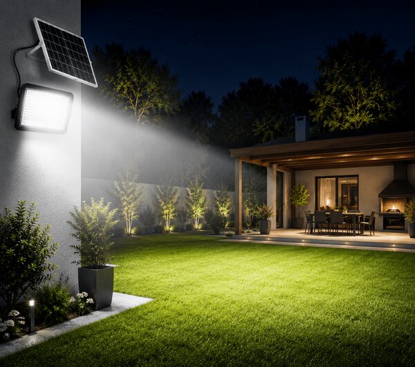 Proiector Solar LED Novelite 300W V2, 6500K, IP65, Negru, 330x255x48mm, Panou 430x390x17mm: Iluminat Industrial Eficient, Puternic, Sustenabil