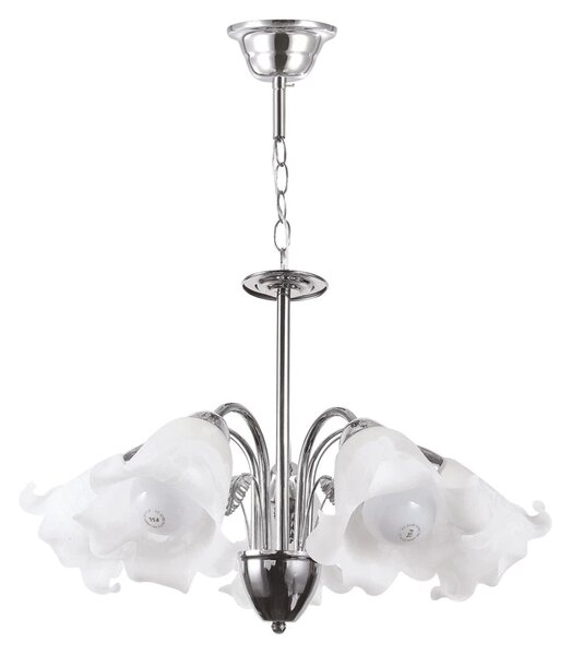 Lustra Lylian Moderna Alb si Crom 5xE27 60W pentru Living, Corp Iluminat Metalic Premium 5.3x4.9x5.8 cm, Design Elegant si Lumina Uniforma Acasa
