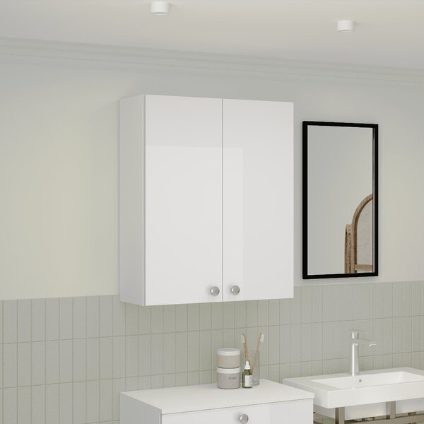 Corp haaus Zaria, Suspendat, 2 Usi, Alb lucios/Alb, MDF, L 60 x l 22 x H 72 cm