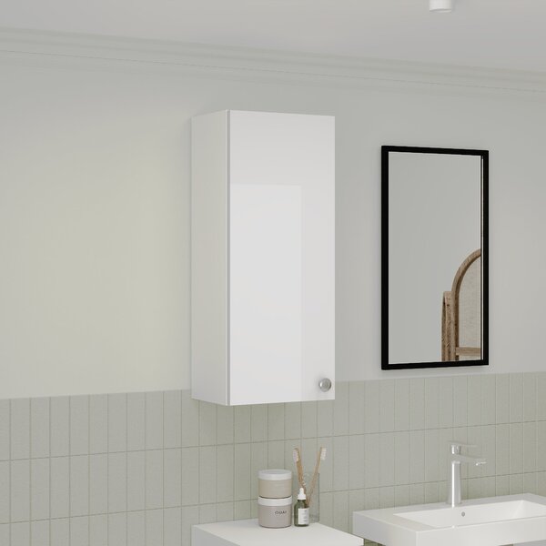 Corp haaus Zaria, Suspendat, 1 Usa, Alb lucios/Alb, MDF, L 30 x l 22 x H 72 cm