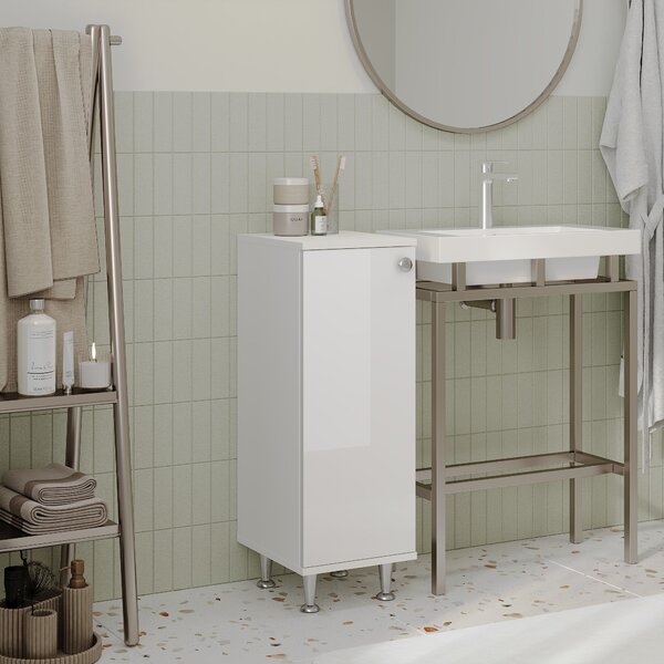 Corp haaus Zaria, 1 Usa, Alb lucios/Alb, MDF, L 30 x l 35 x H 85 cm