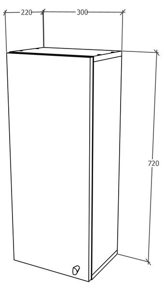 Corp haaus Zaria, Suspendat, 1 Usa, Alb lucios/Alb, MDF, L 30 x l 22 x H 72 cm