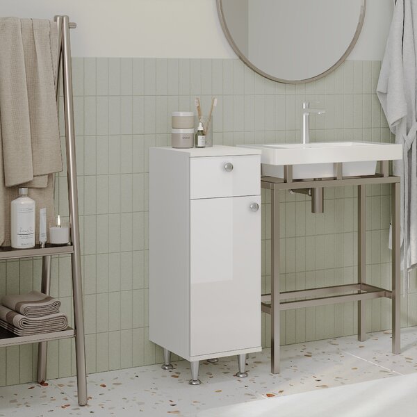 Corp haaus Zaria, 1 Sertar, 1 Usa, Alb lucios/Alb, MDF, L 30 x l 35 x H 85 cm