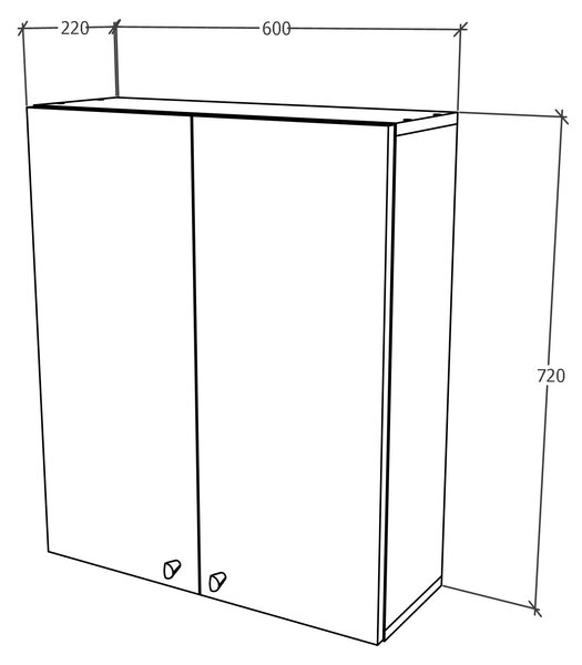 Corp haaus Zaria, Suspendat, 2 Usi, Gri Lucios/Alb, MDF, L 60 x l 22 x H 72 cm