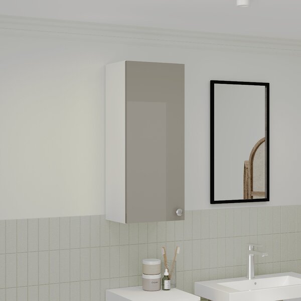 Corp haaus Zaria, Suspendat, 1 Usa, Gri Lucios/Alb, MDF, L 30 x l 22 x H 72 cm