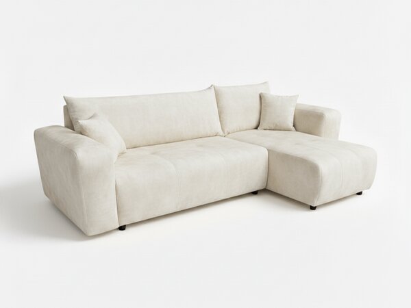 Canapea colt extensibila SORELA crem, cu colt bilateral + 2 perne CADOU