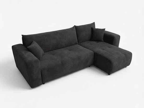Canapea colt extensibila SORELA negru, cu colt bilateral + 2 perne CADOU
