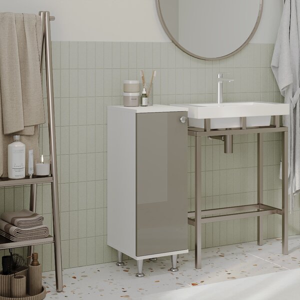 Corp haaus Zaria, 1 Usa, Gri Lucios/Alb, MDF, L 30 x l 35 x H 85 cm