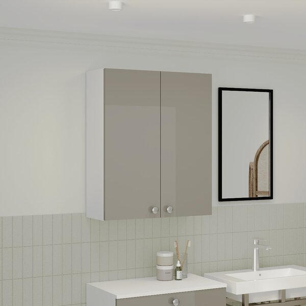 Corp haaus Zaria, Suspendat, 2 Usi, Gri Lucios/Alb, MDF, L 60 x l 22 x H 72 cm