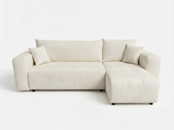 Canapea colt extensibila SORELA crem, cu colt bilateral + 2 perne CADOU