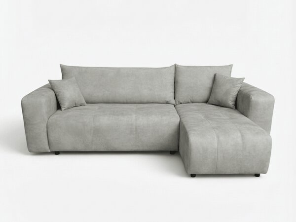 Canapea colt extensibila SORELA gri deschis, cu colt bilateral + 2 perne CADOU