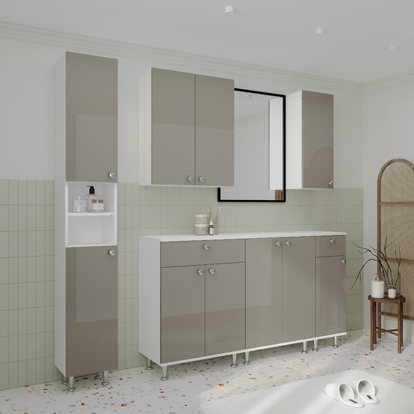 Soldat haaus Zaria, 2 Usi, Gri Lucios/Alb, MDF, L 30 x l 27 x H 190 cm