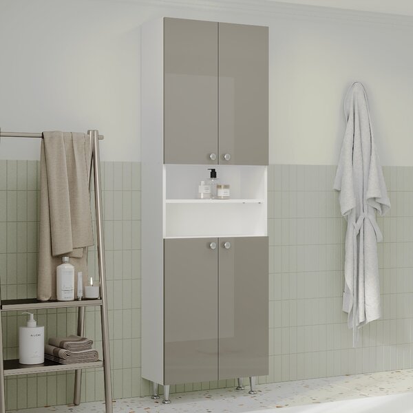 Soldat haaus Zaria, 4 Usi, Gri Lucios/Alb, MDF, L 60 x l 27 x H 190 cm