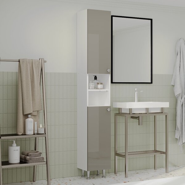 Soldat haaus Zaria, 2 Usi, Gri Lucios/Alb, MDF, L 30 x l 27 x H 190 cm