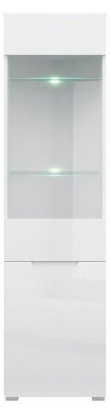 Vitrina inalta YOLK, alb lucios, MDF/sticla, 2 usi, 50x42.8x190 cm