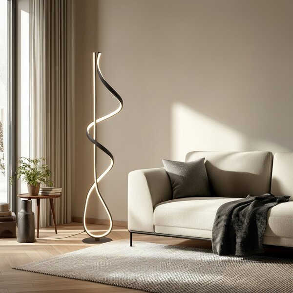 Lucande Lampadar LED Rodado, negru, 132 cm, aluminiu, Negru, Camera de zi / sufragerie, Metal, Modern