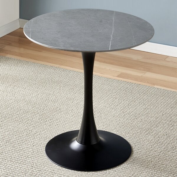 Masa 2HOME stil Tulip rotunda, Gri, picior fix, 60*70cm