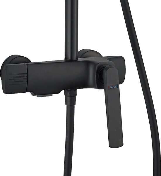 Rea Rebel, set cadă de duș cu duș cu ploaie și duș manual, negru mat, REA-P2416