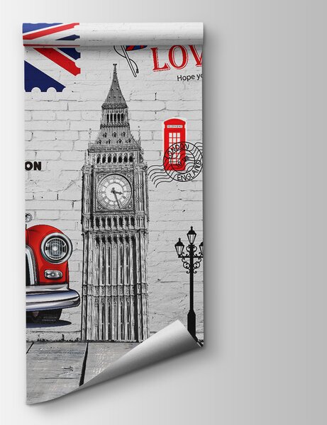 Fototapet Iubesc Londra: obiective turistice și simboluri emblematice, Fototapet skyline, Fototapet populare, u20769 - Tapeko.ro