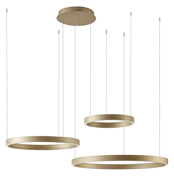 Lustră Pendul Quitani, Aureon, reglabil, Auriu / Alamă, Camera de zi, Aluminiu, Modern