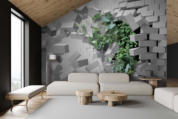Fototapet Planta care străpunge un perete, Fototapet 3D, Fototapet populare, u22697 - Tapeko.ro