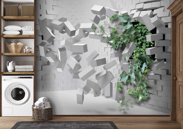 Fototapet Planta care străpunge un perete, Fototapet 3D, Fototapet populare, u22697 - Tapeko.ro