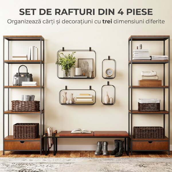 HOMCOM rafturi suspendate perete, rafturi decorative moderne | Aosom Romania