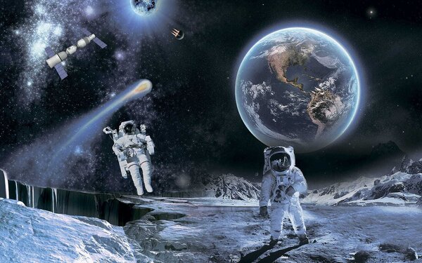 Fototapet Astronauți pe o lună, Fototapet designer, Fototapet populare, u23243 - Tapeko.ro