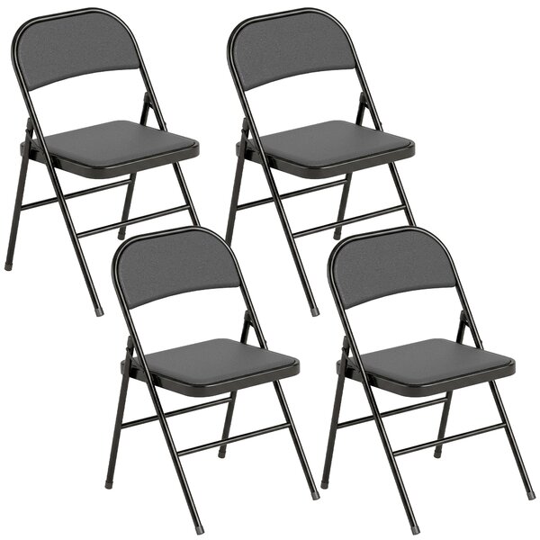 HOMCOM Set de 2 Scaune Pliabile Metalice, Tapițate cu Piele Ecologică PU, pentru Interior, cu Șezut Confortabil și Spătar Deschis | Aosom Romania