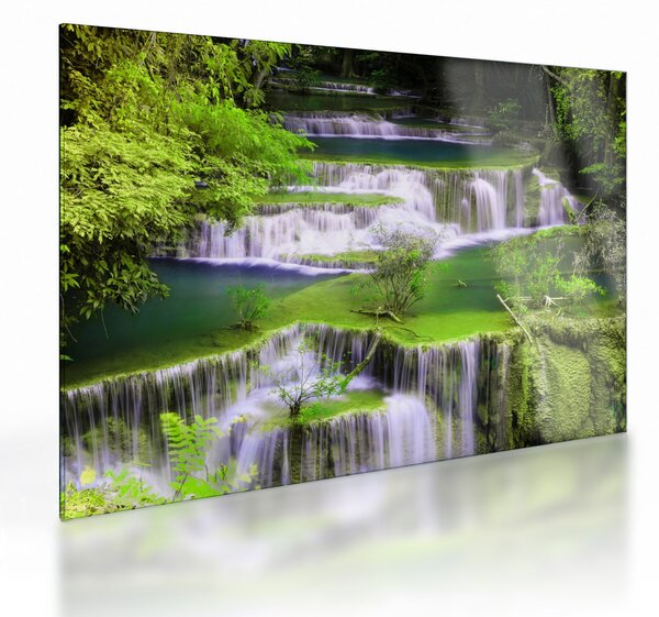 Tablou pe sticlă - Cascada Huay Mae Khamin, Kanchanaburi, Thailanda (70x50 cm)