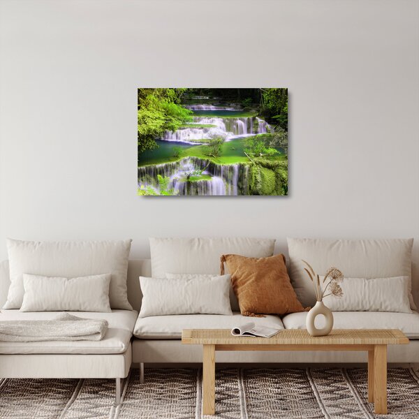 Tablou pe sticlă - Cascada Huay Mae Khamin, Kanchanaburi, Thailanda (70x50 cm)