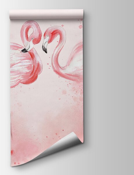 Fototapet Doi flamingo stau unul lângă altul, Fototapet animale, Fototapet populare, u24388 - Tapeko.ro