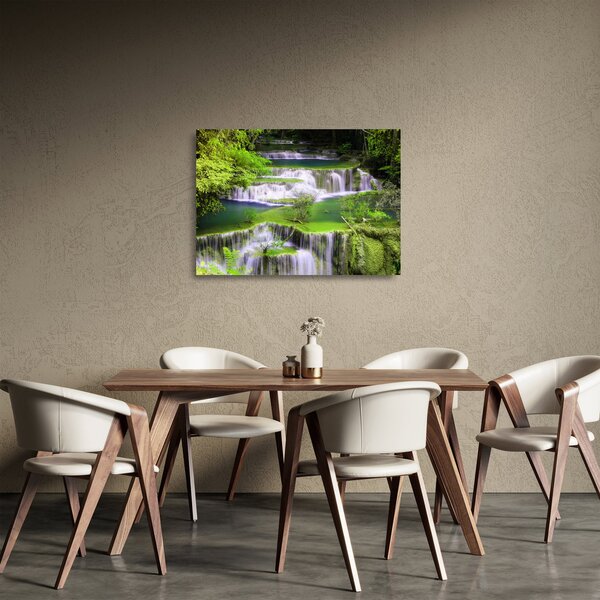 Tablou pe sticlă - Cascada Huay Mae Khamin, Kanchanaburi, Thailanda (70x50 cm)