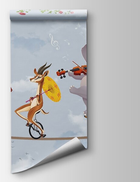 Fototapet Grup de animale de echitatie unicycle, Fototapet copii, Fototapet populare, u26075 - Tapeko.ro